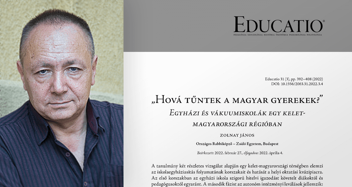 Oktatónk, Zolnay János tanulmánya a legrangosabb oktatásügyi folyóiratban az Educatio-ban